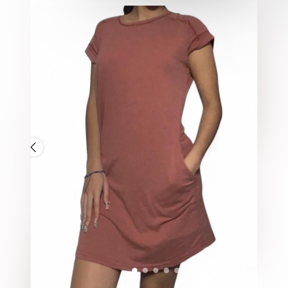 Pink Rose Tee Dress short sleeve with pocket. Casual and comfortable. Tennisprep - Picture 1 of 14